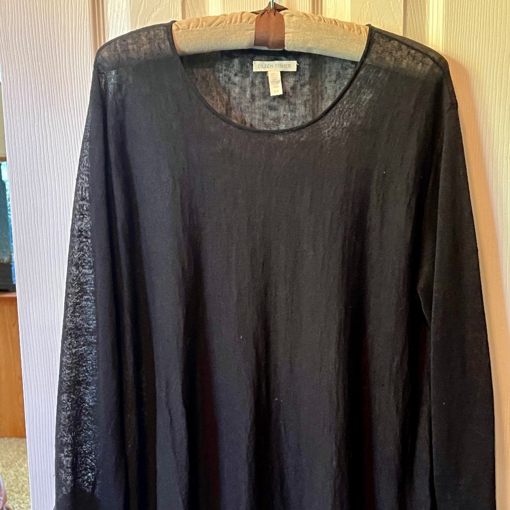 Eileen Fisher Black Silk and Linen sweater